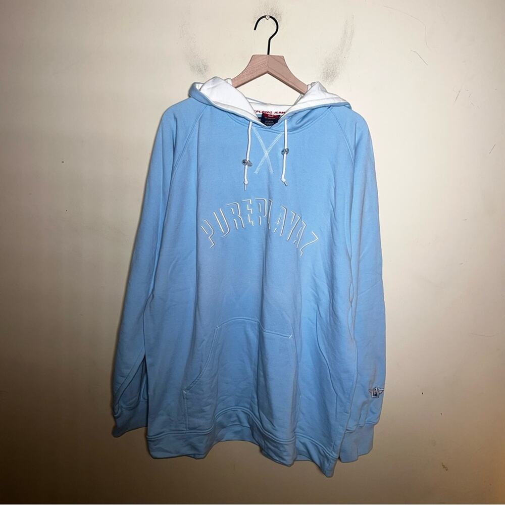 VNTG PUREPLAYAZ throwback Y2K Streetwear embroidered hoodie XL - Picture 6 of 7